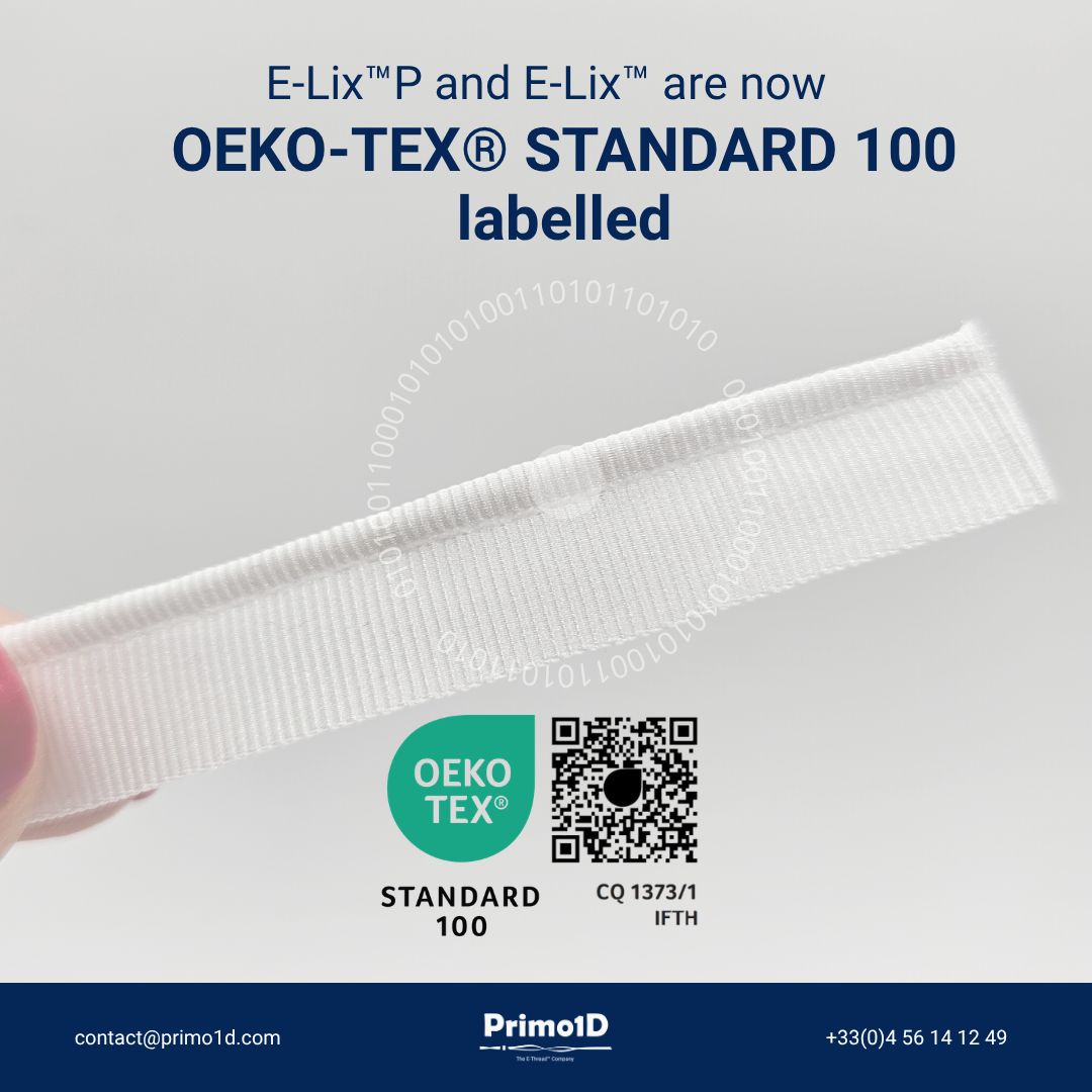 E-Lix™ UHF RFID tag OEKO-TEX® Standard 100 labelled — washable tag for professional garments and PPE